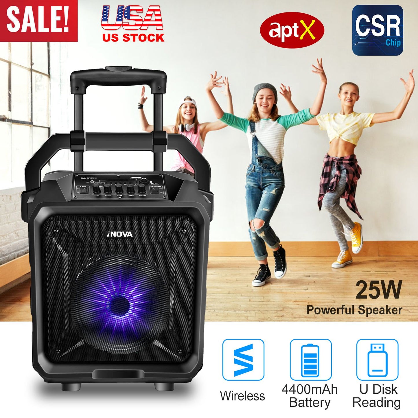 Portable Wireless Party Speaker with Disco Lighting