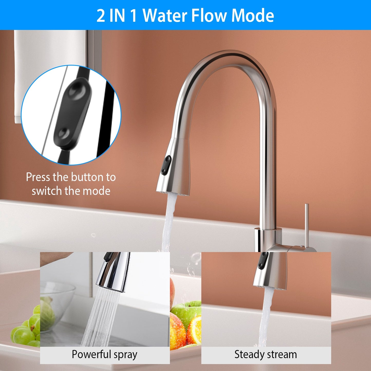 Automatic Touch Sensor Faucet Single Handle Pull Out Sink Faucet with Hot Cold Water Control