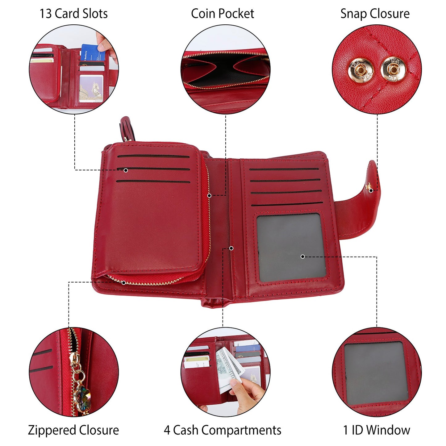 Women Wallet PU Leather Lady Clutch Case Credit Card Holder ID Card Window Coin Purse w/ Tassel For Girls