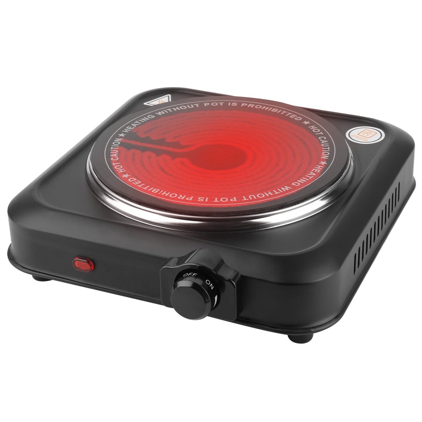 1200W Electric Infrared Single Burner Portable Heating Hot Plate Stove Countertop RV Hotplate with 7.5Ó Glass Cooktop Stepless Temperature Adjustments