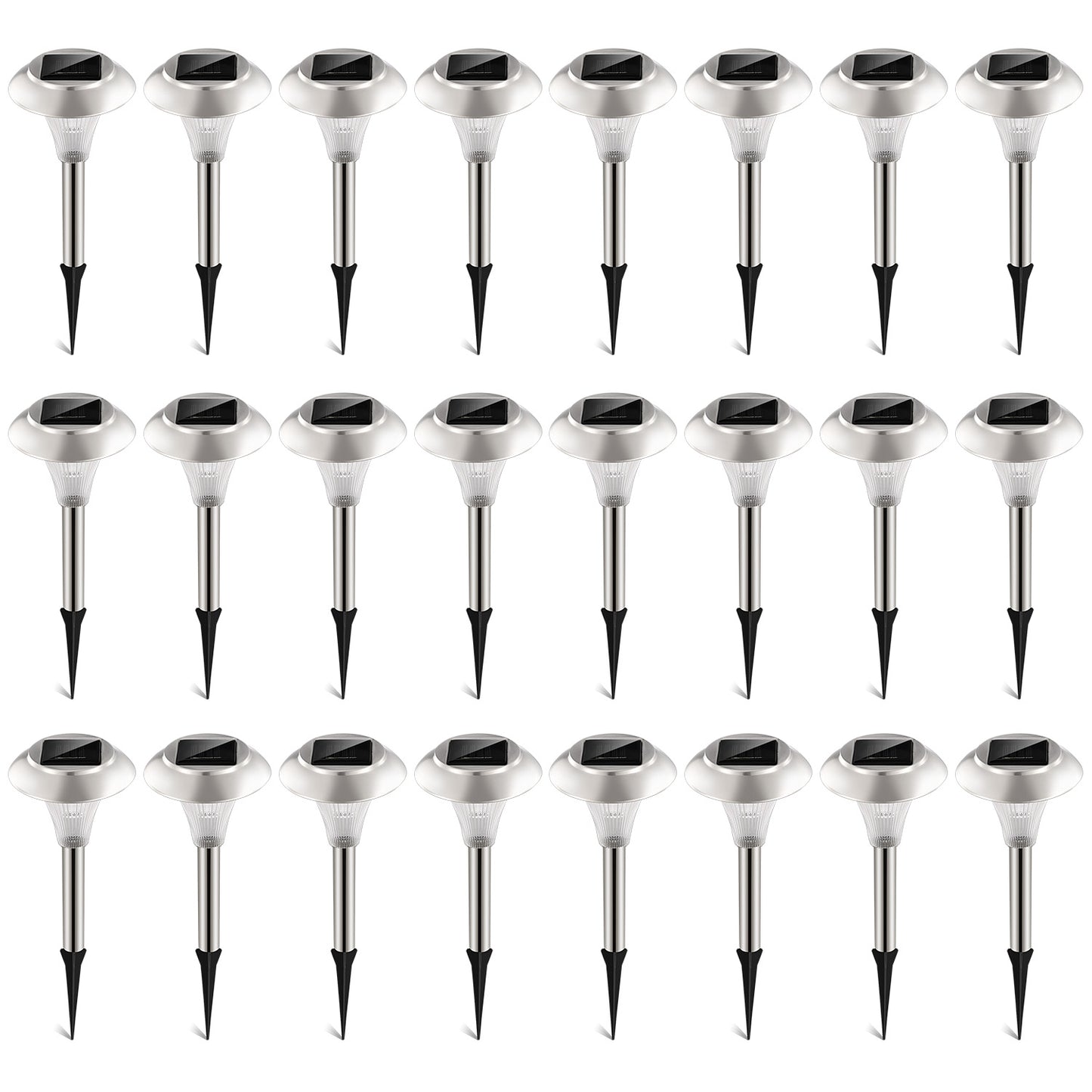 24Packs Solar Garden Lights Outdoor IP44 Waterproof Solar Pathway Lights Color Changing Landscape Lamps 10Hrs Lawn Lighting for Yard Driveway Walkway