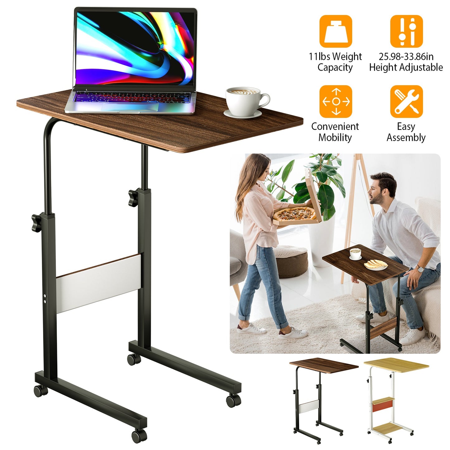 C Side Table Laptop Table Small Slim Snack Side Table for Couch Bed Sofa for Small Spaces Living Room Bedroom