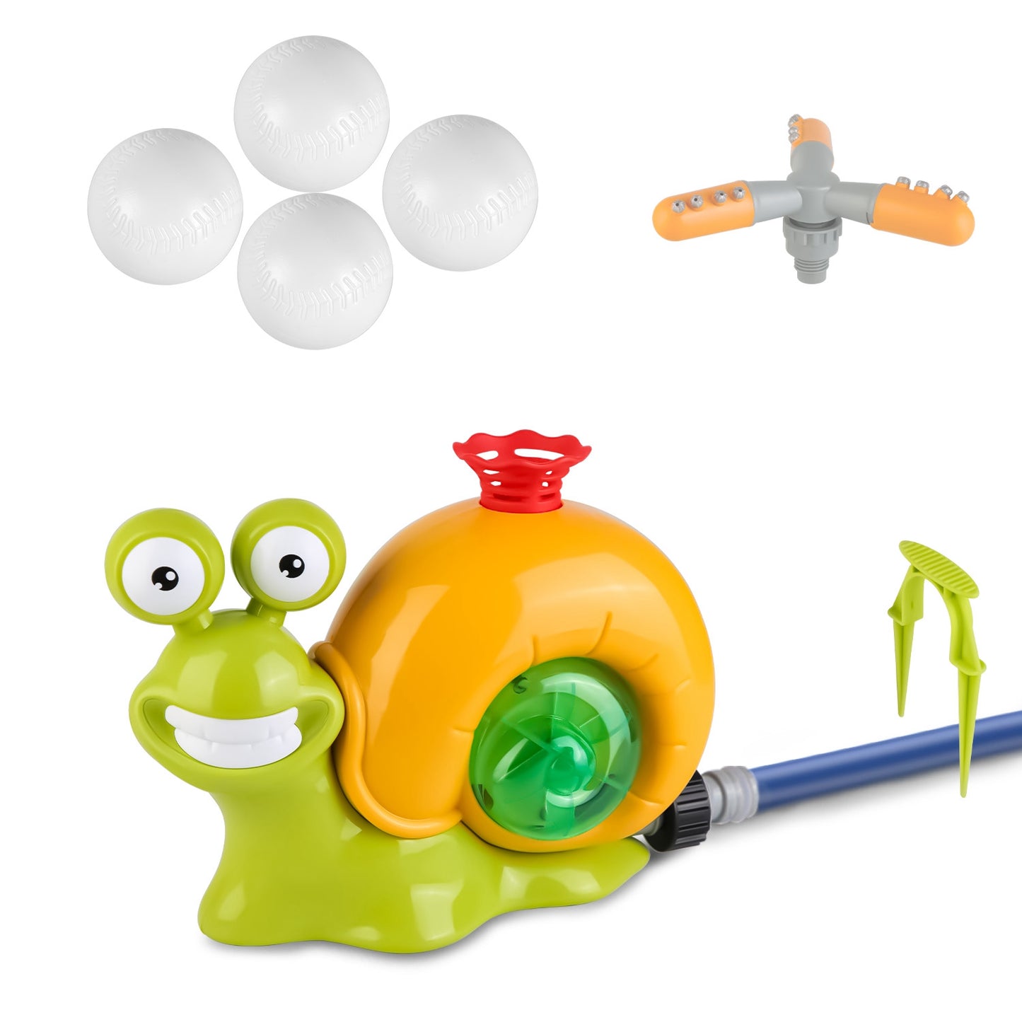 2 In 1 Snail Water Sprinkler Baseball Toy With 2 Sprinkler Nozzles 360¡ Rotating Spray Baseball Sprinkler Summer Water Toy For 4-8Years Old Boys Girls