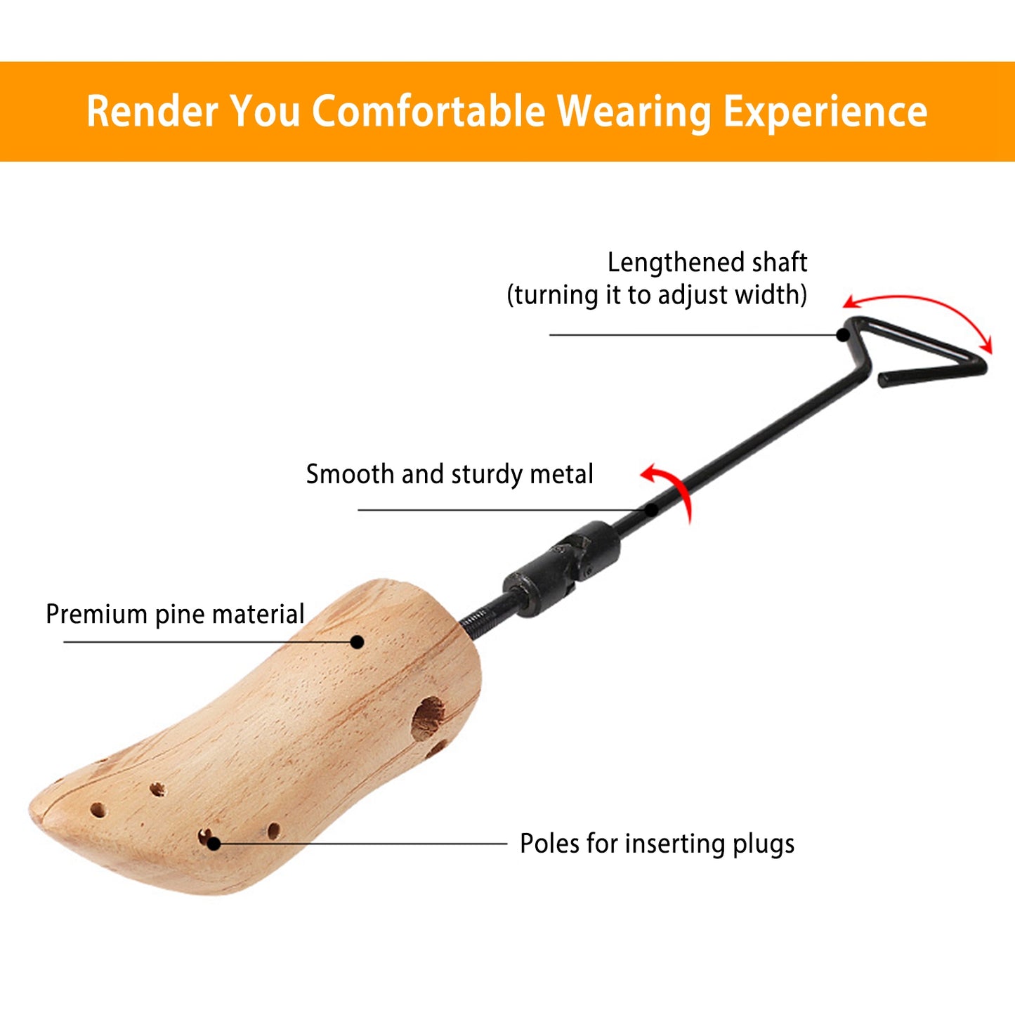 One Pair Boot Stretcher Adjustable Width Shoe Shaper Wooden Boot Widener Expander for Men Women