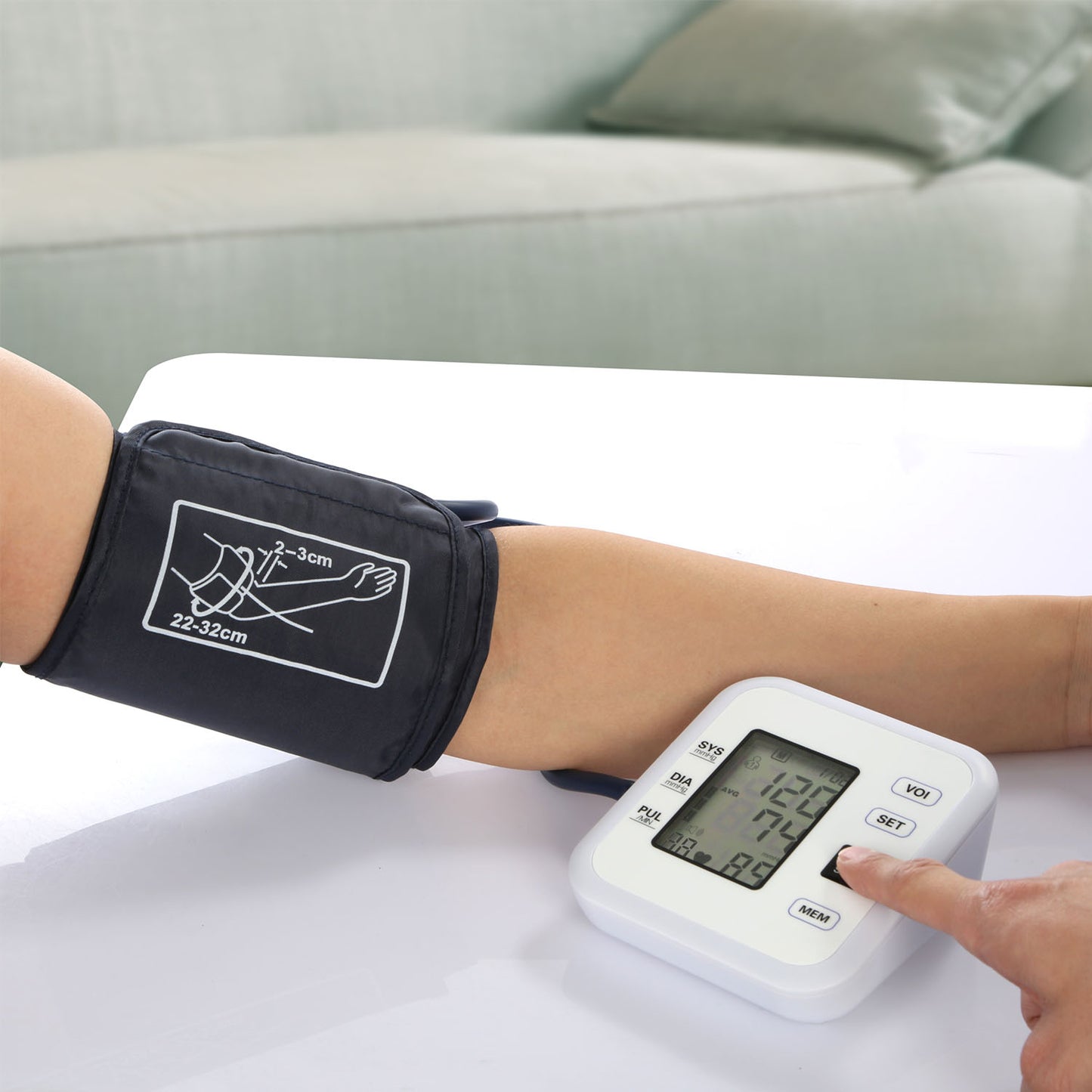 Arm Blood Pressure Monitor with Adjustable Cuff (8.7in-12.6in) Irregular Heartbeat Detector Voice Broadcast 2UsersÊ99 Memories LCD Display CE FDA Appr
