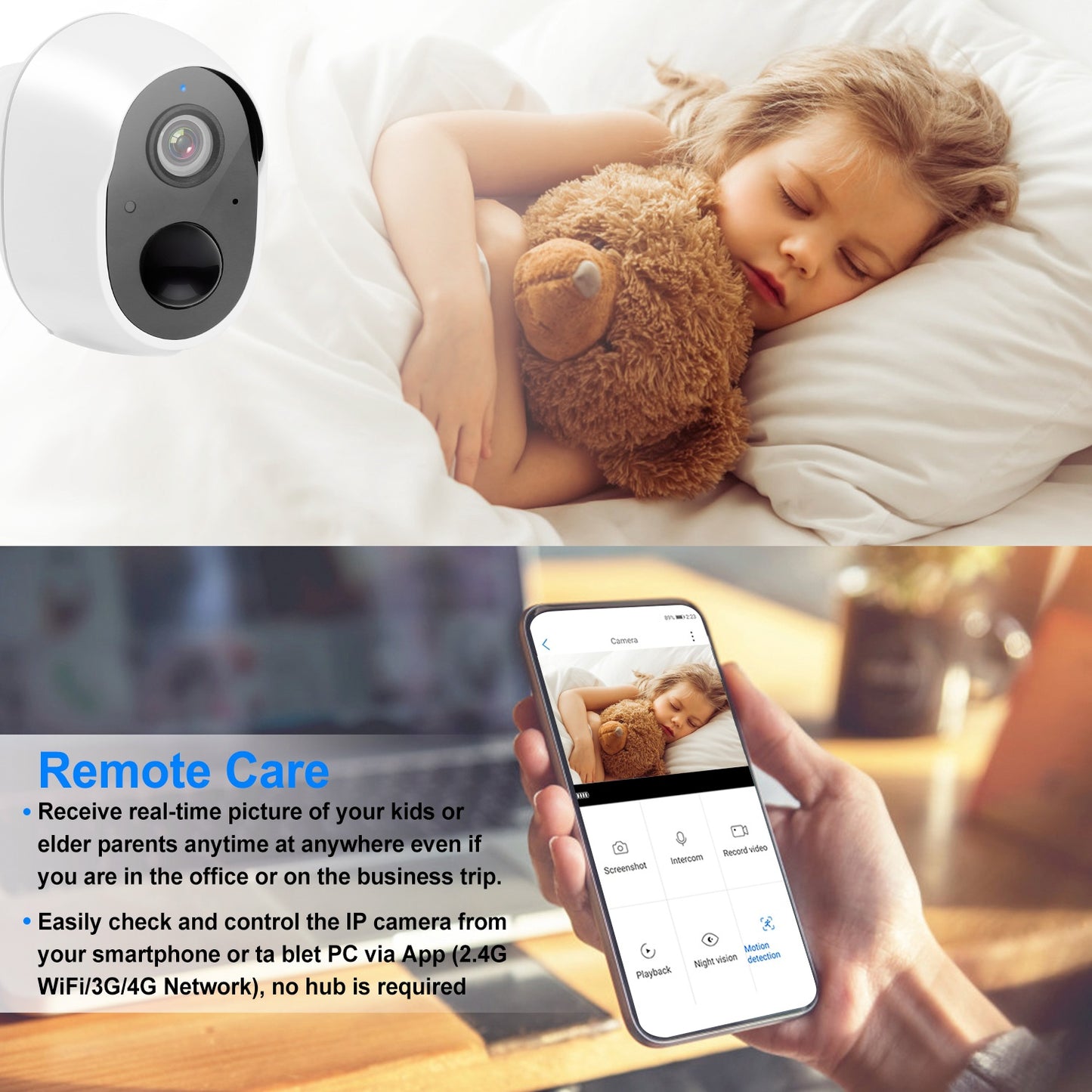 1080P FHD WiFi IP Camera Two-Way Audio Security Surveillance Camera IP65 Waterproof Motion Sensor Night Vision Network Camcorder APP Control For Kids