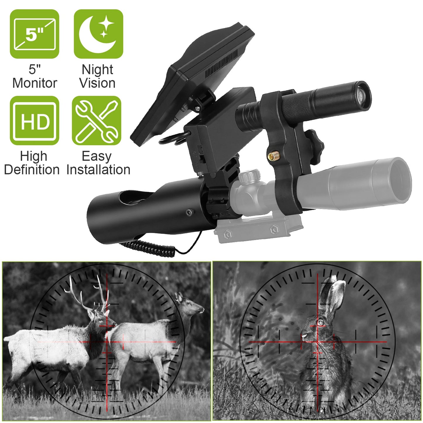 Night Vision Scope Digital Camera Infrared Rifle Scope 850nm Hunting Scope System w/ IR Torch System 5Ó Monitor