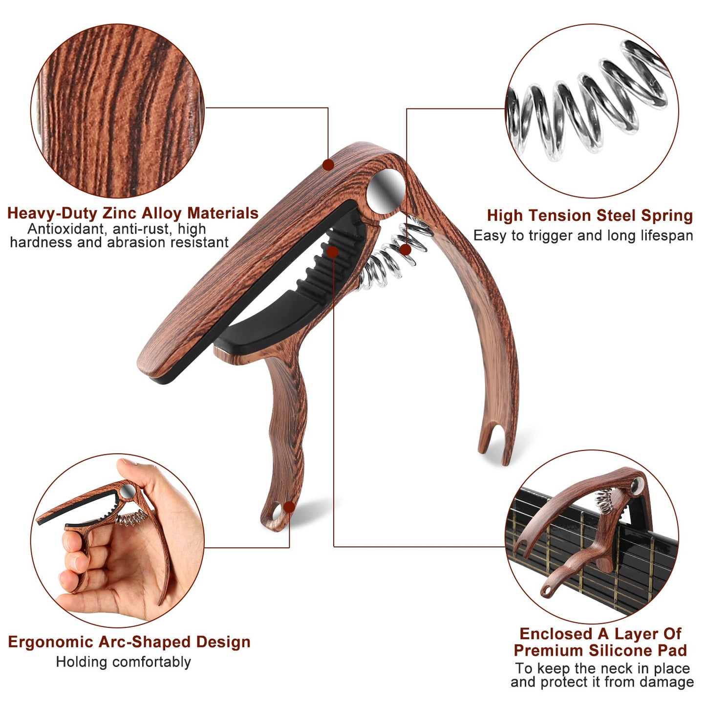 Universal Acoustic Guitar Capo 3 in 1 Zinc Alloy for Acoustic Electric Guitar Classical Acoustic Guitar Ukulele Guitar Tuning Accessories