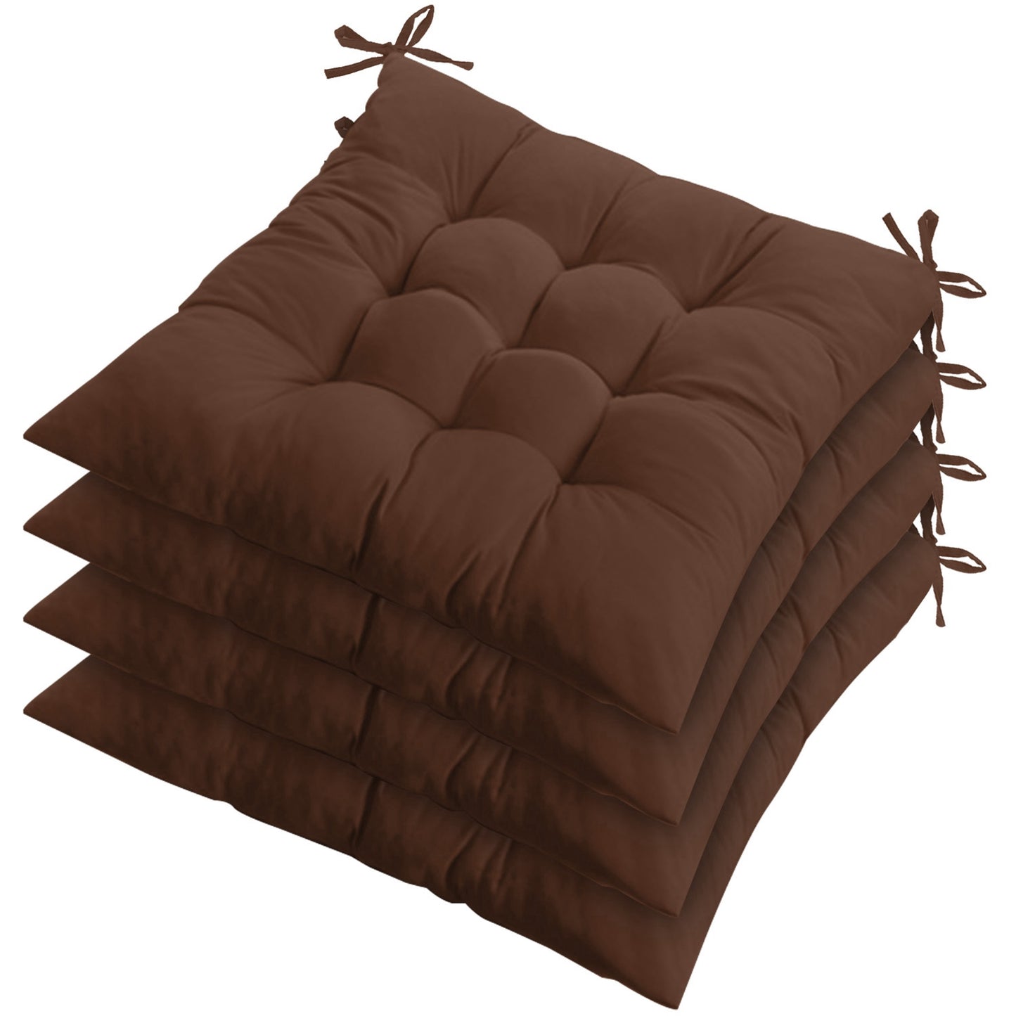 4Pcs Chair Cushion Pads Pillow 15.75x15.75x2.37in Soft Tie On Square Sitting Mats For Home Office Car Sitting Travel