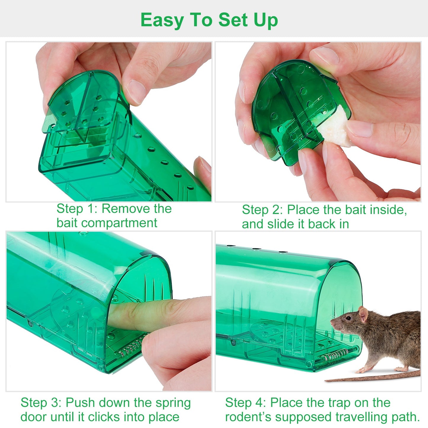 2Pcs Reusable Humane Mouse Trap Live Catch And Release Mouse Cage Animal Pest Rodent Hamster Capture Trap Finger Safe For Small Mice