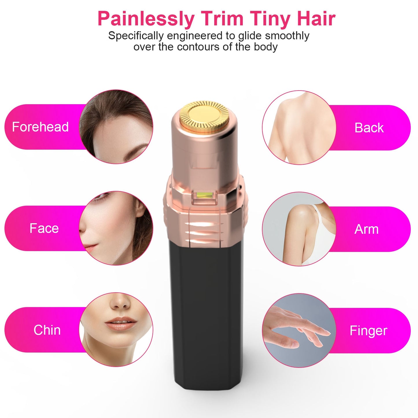 Flawless Facial Hair Remover Painless Facial Hair Epilator USB Rechargeable Women\'s Face Shaver with LED Light for Lip Chin Arms