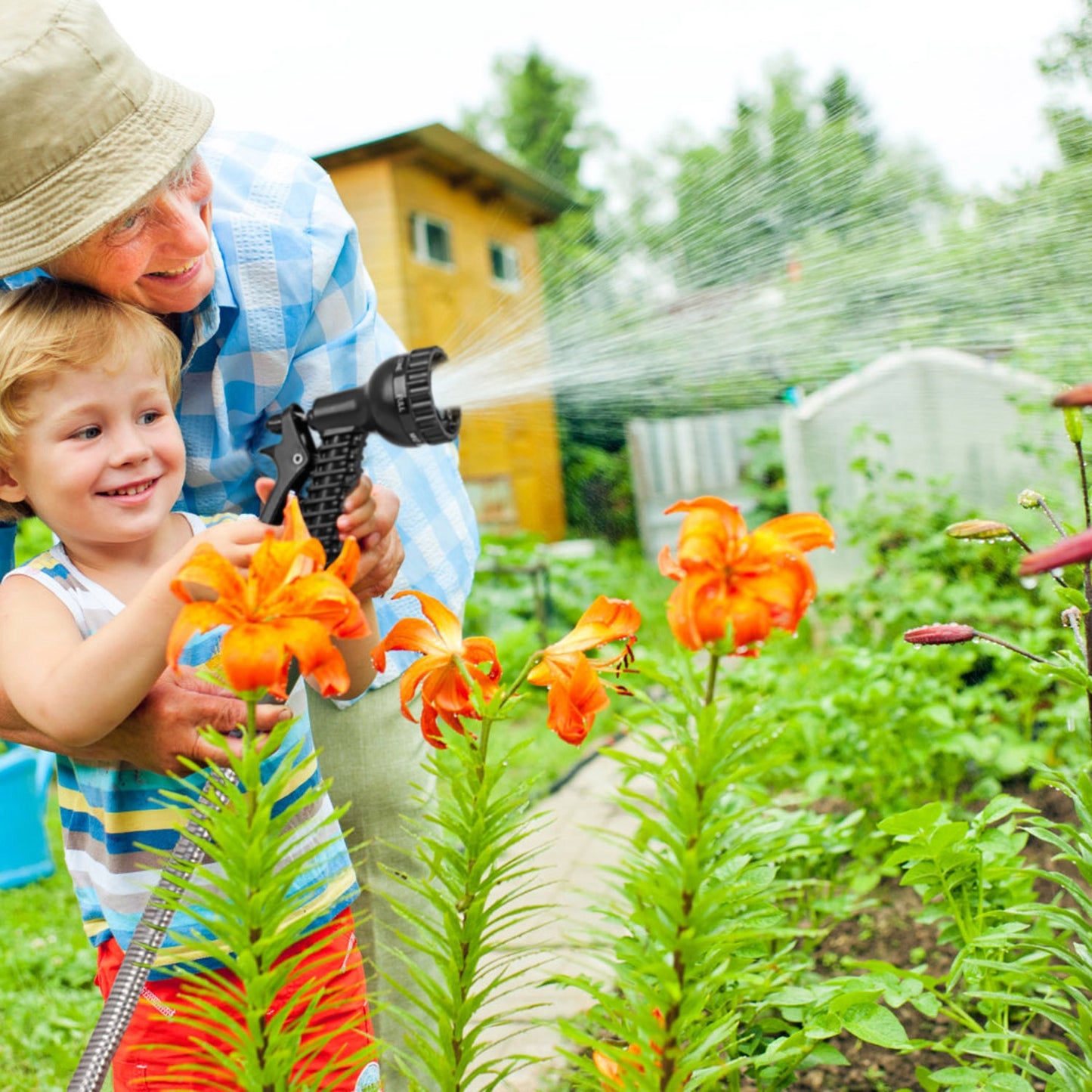 25FT/50FT/100FT Heavy Duty Stainless Steel Garden Hose Garden Watering Kit Metal Water Hose with 2 Nozzles 12 Patterns Flexible Extendable Kink Tangle