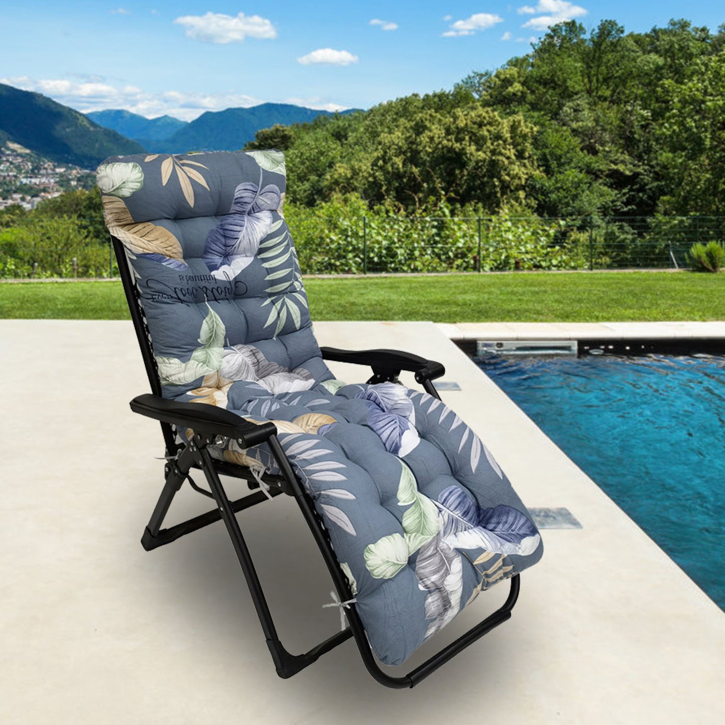 67x22in Chaise Lounger Cushion Recliner Rocking Chair Sofa Mat Deck Chair Cushion