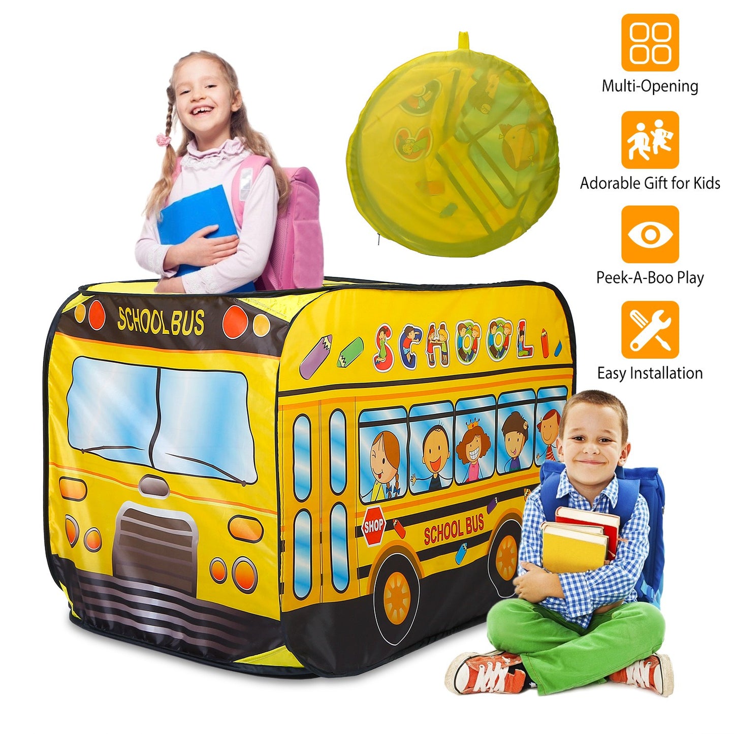 Kids Play Tent Foldable Pop Up Fire Truck Tent Portable Children Baby Play House W/ Carry Bag For Indoor Outdoor Use