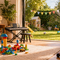 Bright playroom with backyard fun