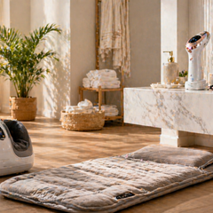 Serene home spa with beauty essentials