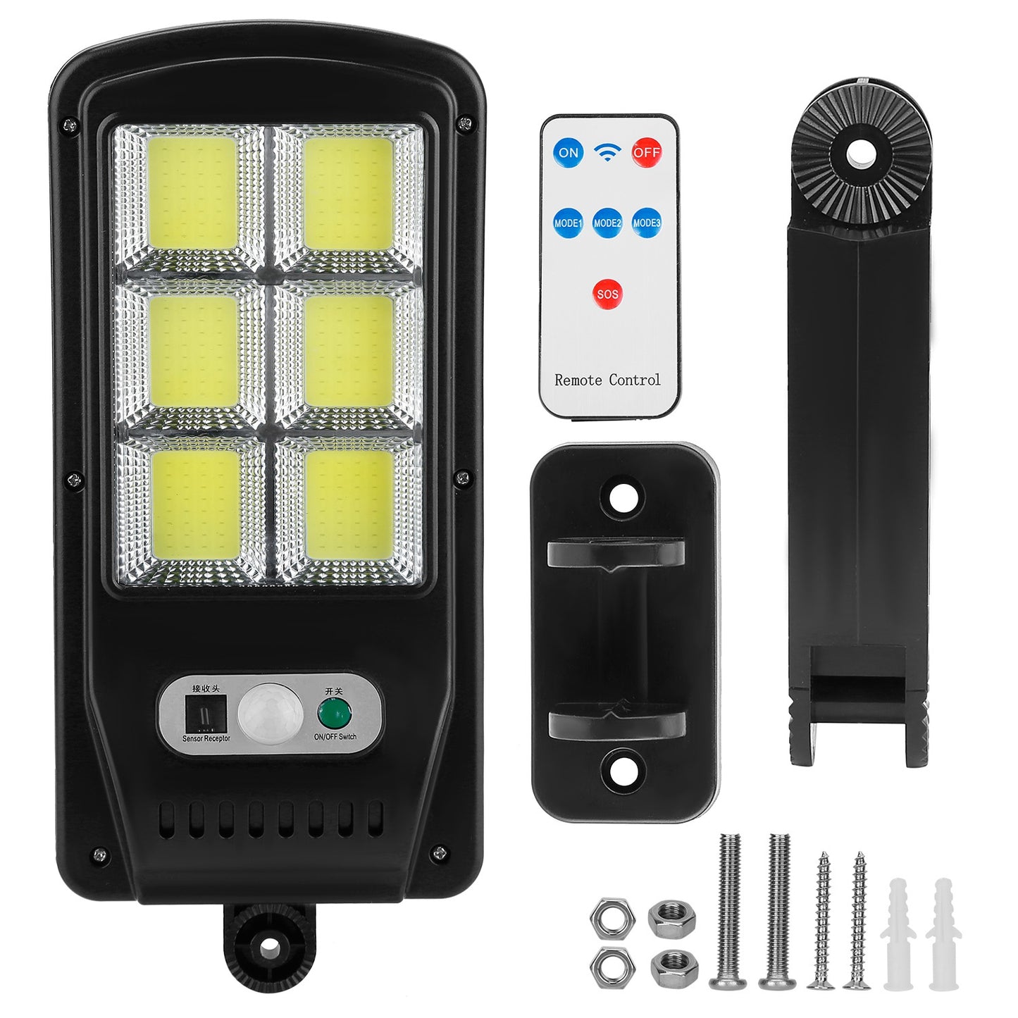 Solar Powered Wall Lights Outdoor 128LED Beads Motion Sensor Lamp IP65 Waterproof 3 Modes Sensor Light W/ Remote Control For Street Front Door Deck