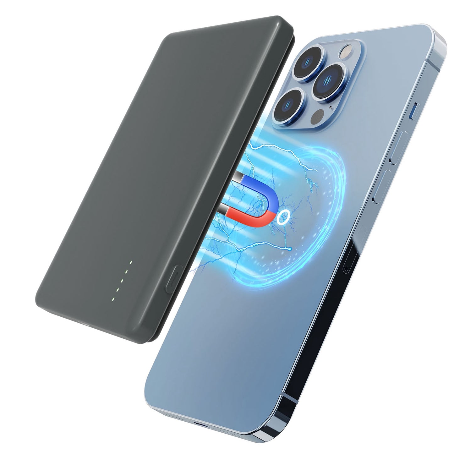 2 In 1 5000mAh 8MM Slim MagSafe Wireless Power Bank PD20W Magnetic Fast Charger Portable Phone Charger Fit for IOS Phone 15 14 13 12 Series And More