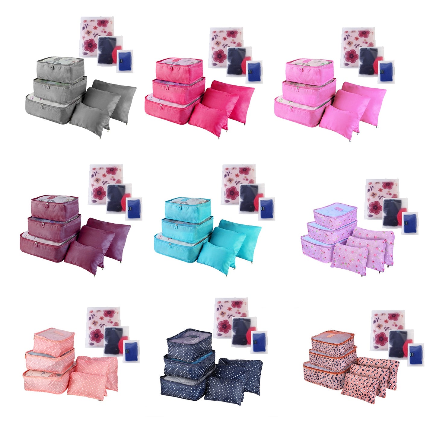 9Pcs Clothes Storage Bags Water-Resistant Travel Luggage Organizer Clothing Packing Cubes for Blouse Hosiery Stocking Underwear