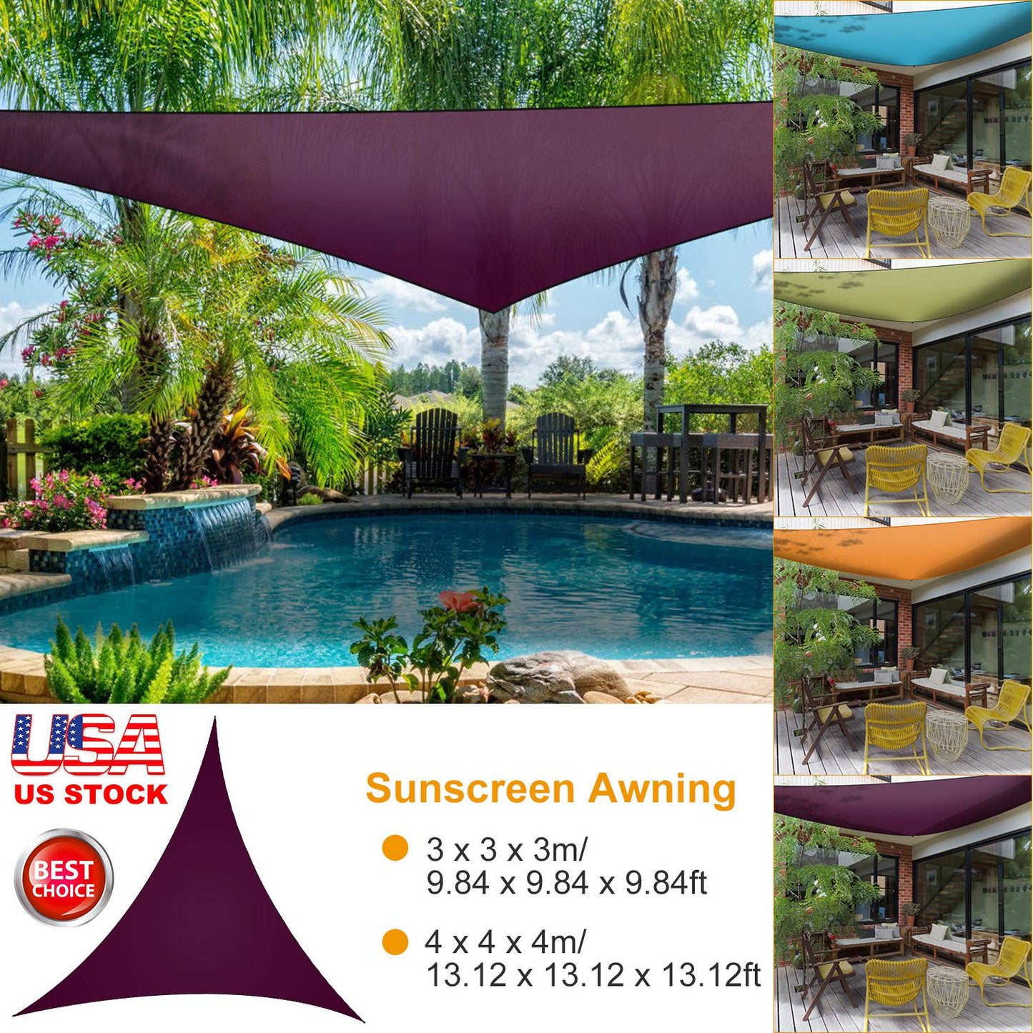 Shade Sail Patio Cover Shade Canopy Camping Sail Awning Sail Sunscreen Shelter Triangle Cover For Kindergarten Playground Outdoor