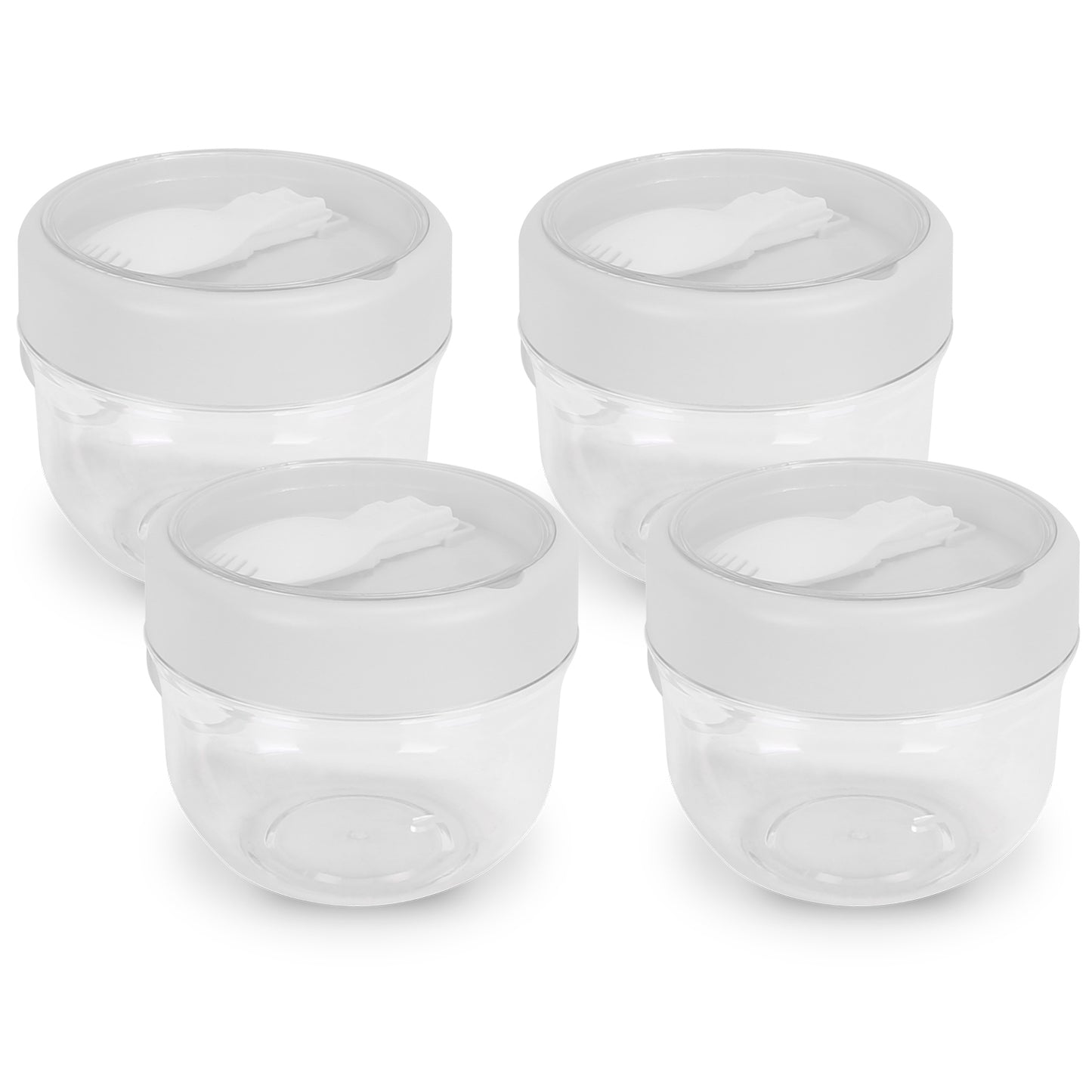 4Pcs Overnight Oats Containers with Lids and Folding Spoons 20OZ Portable Leak-proof Oats Jar For Milk Vegetable and Fruit Salad Yogurt Breakfast Cere