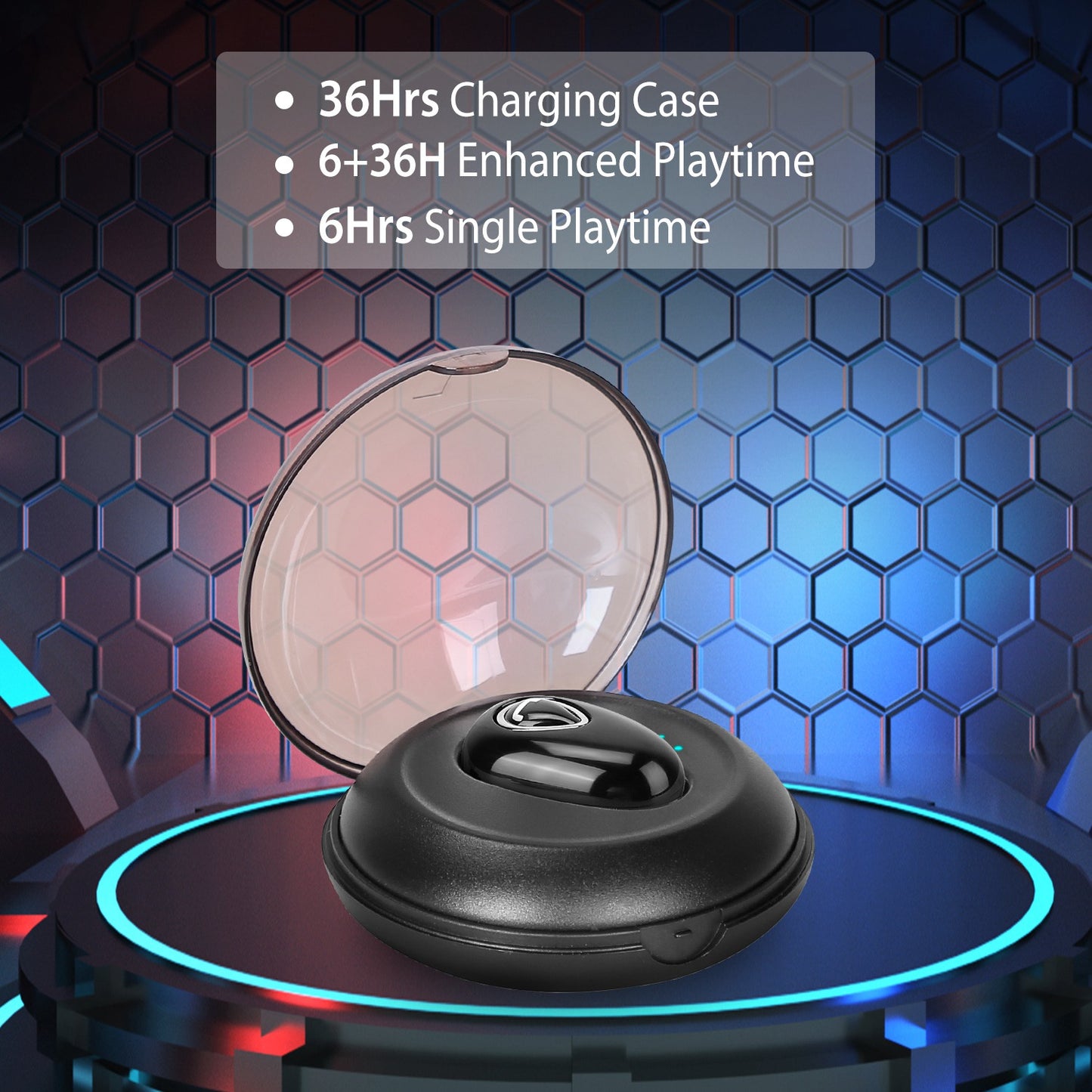 IPX5 Waterproof Unilateral Wireless Earbud Mini In-Ear Headset Rechargeable with Built-in Mic Charging Case Sweat Resistant Earphone