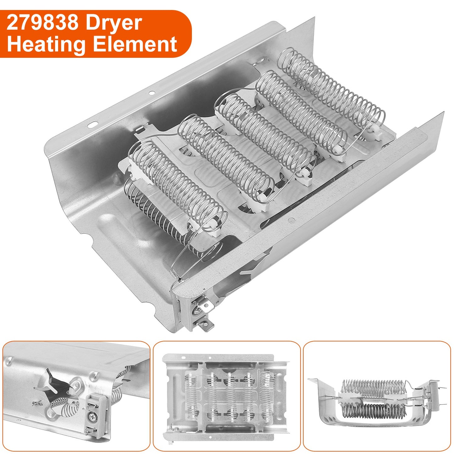 279838 Dryer Heating Element Assembly Replacement Part Thermal Fuse Replacement Fit For Whirlpool Kenmore Clothes Dryers Replace 3398064/3403585/85655