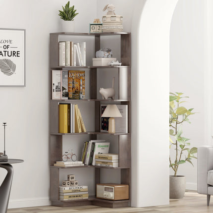 6-Tier L-Shaped Corner Bookshelf with Anti-Tip Safety Kit