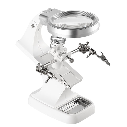 LED Light Helping Hands Magnifying Glass 3X/4.5X w/ 360¡Adjust Third Hand Soldering Vise