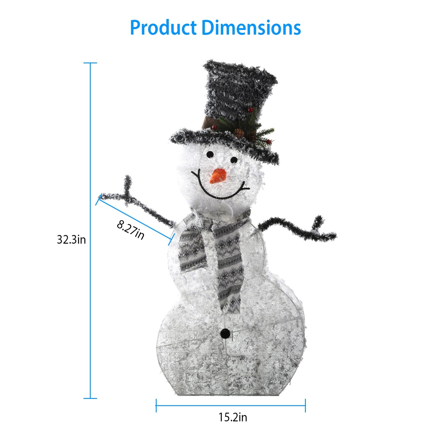 LED Snowman Decoration – Collapsible, Battery Powered, Indoor/Outdoor Use