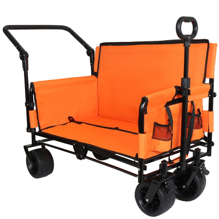 Folding Wagon Cart with Bench Seat & Canopy - 500lbs Capacity