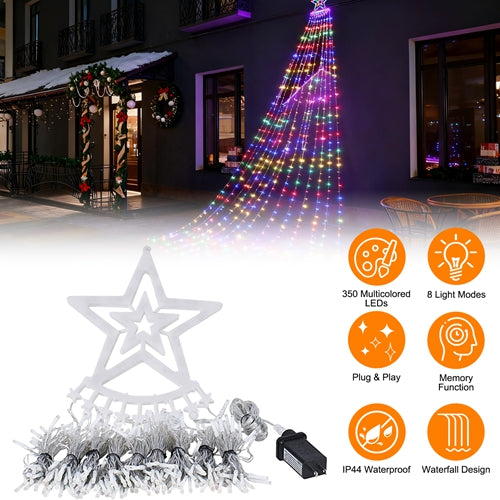 11.5FT 350-LED Multicolor Star Waterfall Tree Lights – Waterproof