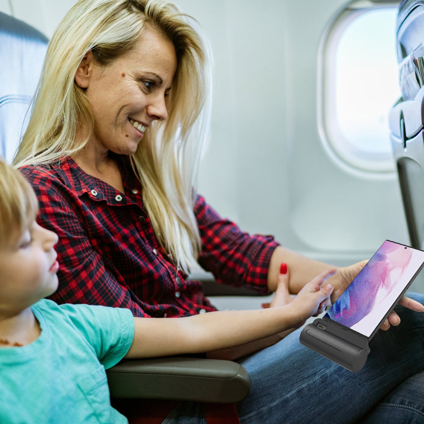 5000mAh Portable Phone Charger Built-in Type-C IOS Cable Dual Output Power Bank Compact Size Compatible with IOS Phone Samsung