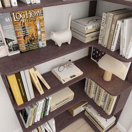 5-Tier L-Shaped Corner Bookshelf with 6 Open Shelves