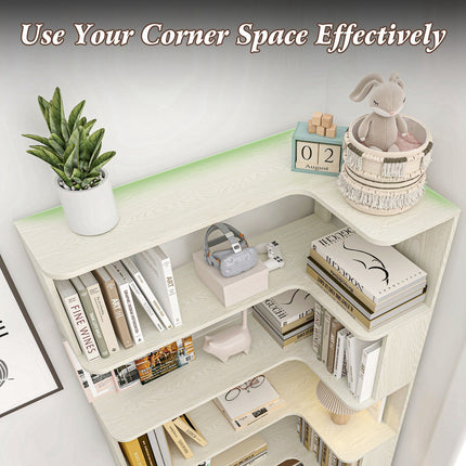 5-Tier L-Shaped Corner Bookshelf with 6 Open Shelves