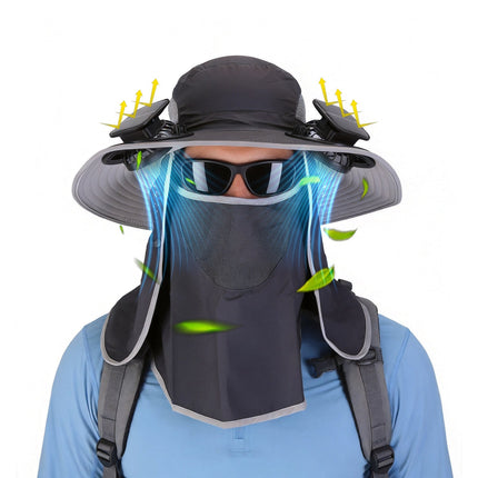 Solar Fan Hat with UPF50+ Sun Protection and Neck Flap