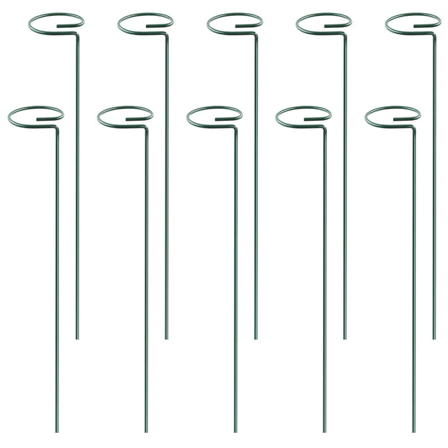 10 Packs 16in Plant Support Stakes Garden Flower Single Stem Support Stake Iron Plant Cage Support Ring For Tomatoes Orchid Lily Peony Rose Flower Ama