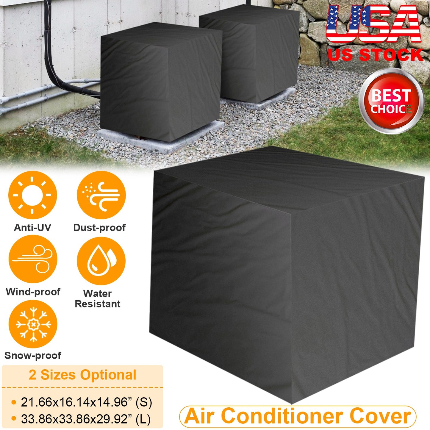 Air Conditioner Cover Outdoor Water-resistant Windproof Furniture Protector Dustproof Anti UV Outside Air Conditioner Protection Cover 21.66x16.14x14.