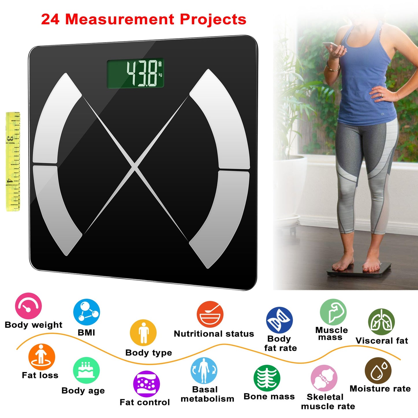 Smart Body Composition Scale Fat Monitor Digital APP Scale BMI Health Analyzer