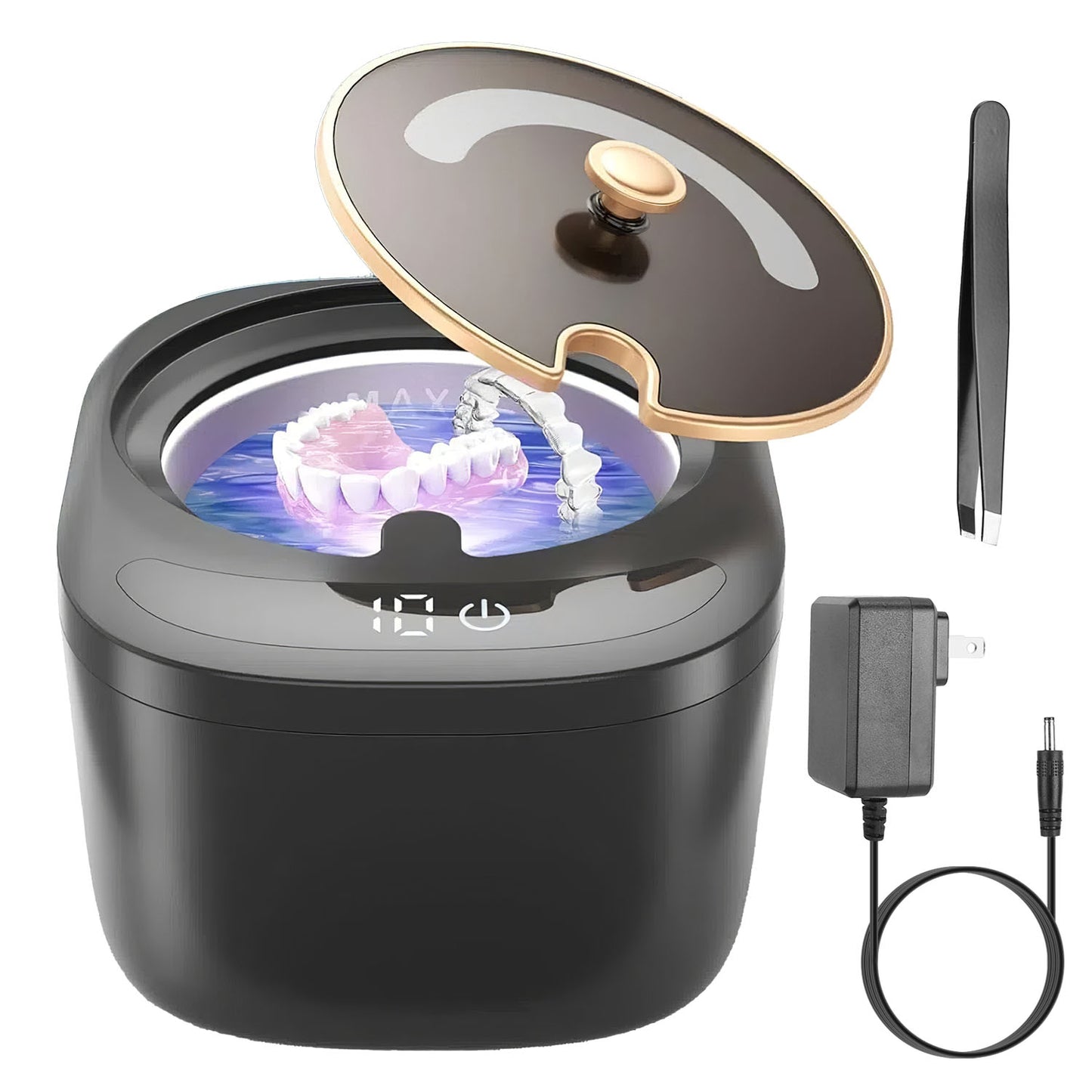 Ultrasonic Retainer Cleaner 45kHz Ultrasonic Cleaning Machine with 3 Modes 230ML Capacity UV Light for Denture Mouth Guard Aligner Dental Trays Braces