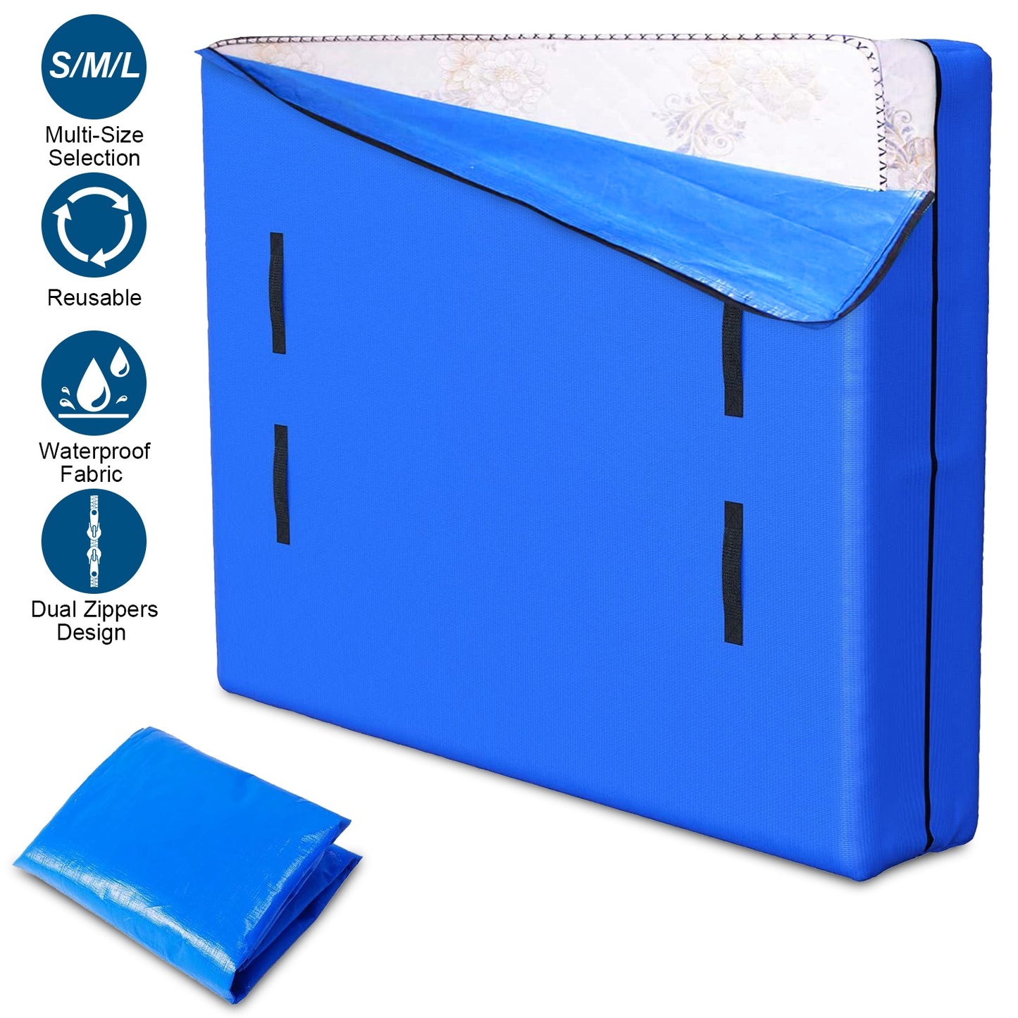 Reusable Mattress Bag for Moving Storage Waterproof Mattress Cover with Strong Wide Opening Zipper Strap Handles Mattress Protector Moving Supplies