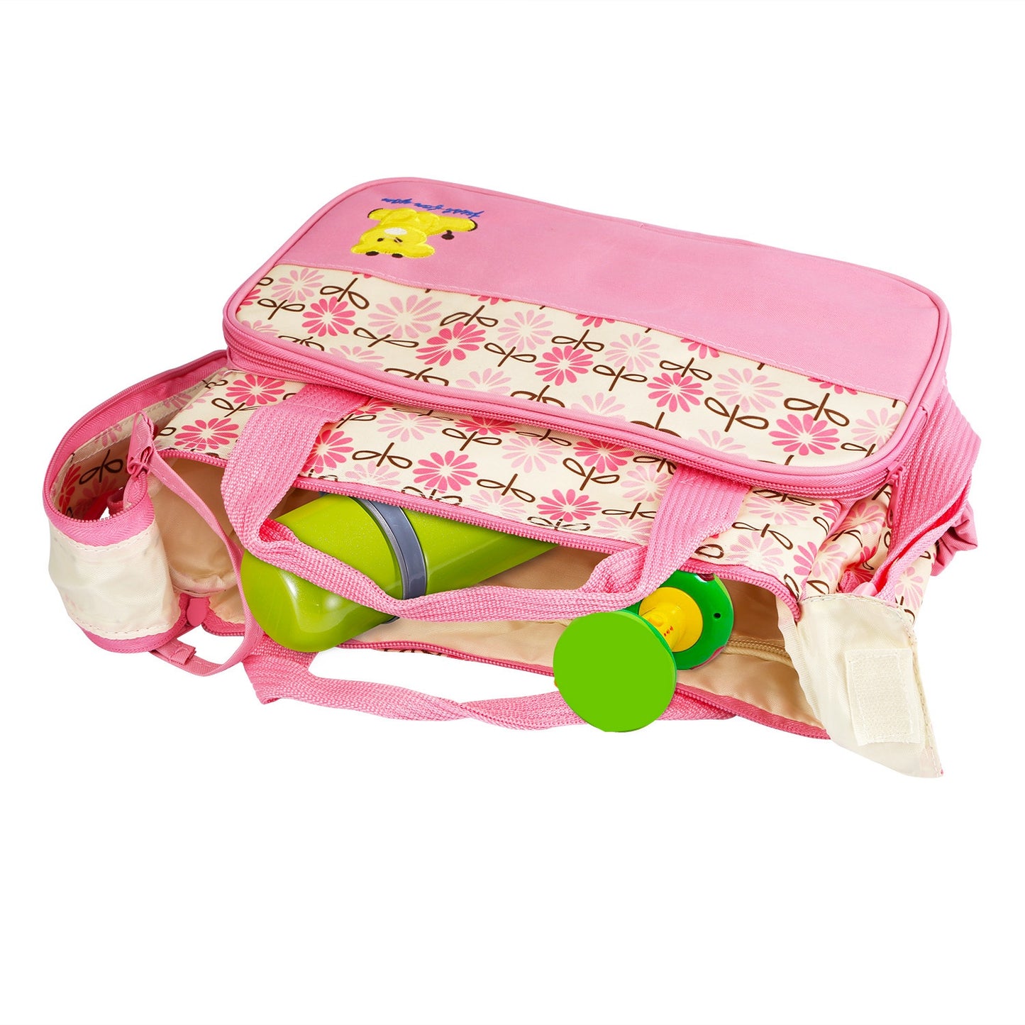 5PCS Baby Nappy Diaper Bags Set Mummy Diaper Shoulder Bags w/ Nappy Changing Pad Insulated Pockets Travel Tote Bags For Mom Dad