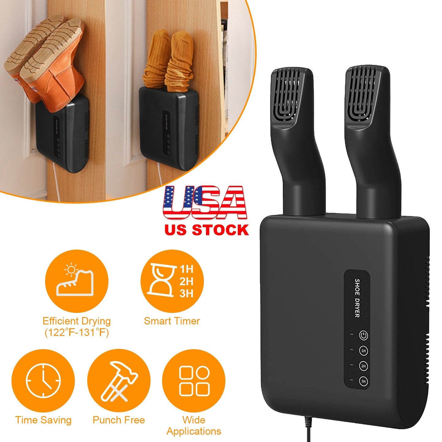 Portable Shoe Dryer Boot Shoe Warmer Deodorizer with 3 Timer Settings for Wet Boots Gloves Hats Garments 122 -131