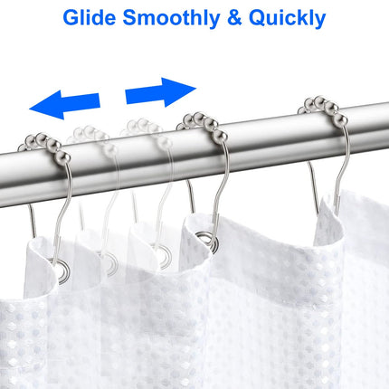 12 Sets of Shower Curtain Hooks Rustproof Stainless Steel Hooks for Shower Rods Smoothly Glide Hooks for Bathroom Bathtubs Closets Window Curtain
