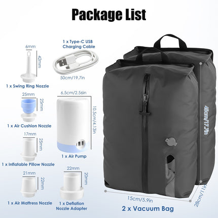 17L Vacuum Storage Bags with Rechargeable Pump - 2 Pack