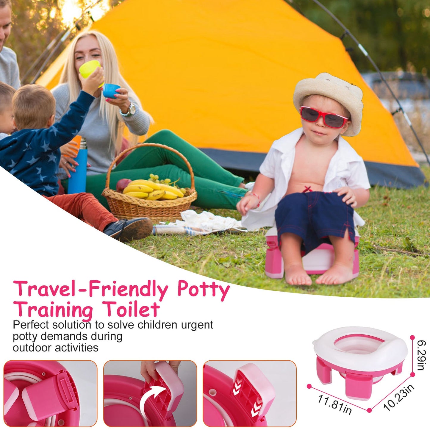 Portable Toddler Potty Toilet Foldable Potty Training Seat Cover with Splash Guard Include Storage Bag 20Psc Potty Bags Baby Toilet Trainer for Indoor