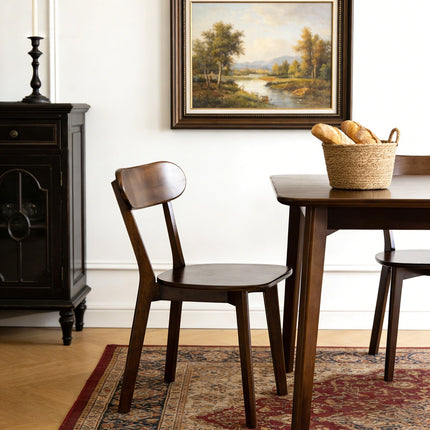 Solid Wood Dining Chair with Curved Backrest
