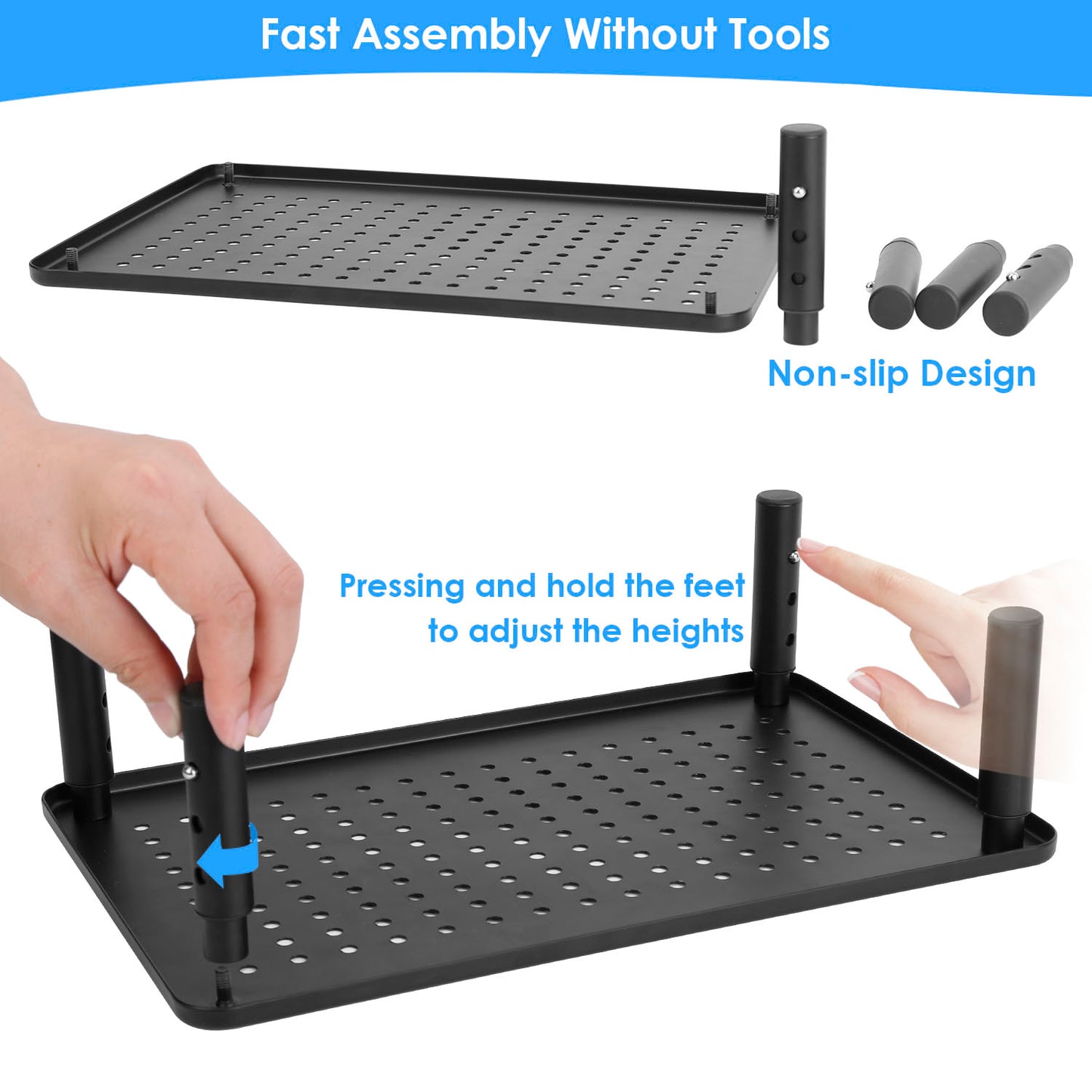 Monitor Stand Riser 3 Height Adjustable Desk Riser Organizer w/ Ventilation Holes For Desktop PC Laptop Printer