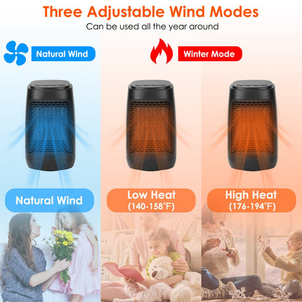 1500W Ceramic Space Heater with Oscillation & Tip-Over Protection