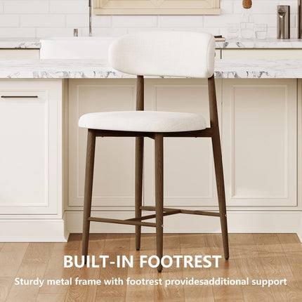 Counter Height Bar Stools Set of 2 with Curved Backrest